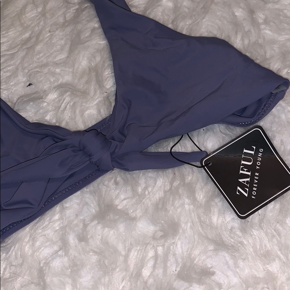 Gray/purple Zaful Tie Front Bikini Top - Picture 2 of 2